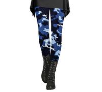 Leggings deportivos para mujer, de cintura alta, de camuflaje, de invierno, estampados, suaves, elásticos, térmicos, con patrón, fitness, yoga, deporte, térmicos, azul, S