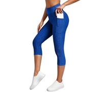 Leggings deportivos para mujer, pantalones de yoga de cintura alta 3/4, opacos, con bolsillo, panal de miel, anticelulitis, legging push-up, pantalones de deporte, elásticos, gimnasio, yoga, botines