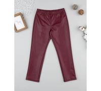 Leggings efecto piel burdeos para niña