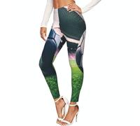 Leggings elásticos con estampado de balón de fútbol para mujer, estilo informal, opacos, Negro, M
