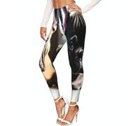 Leggings elásticos con estampado de bulldog francés para mujer, no se transparentan, Negro, L