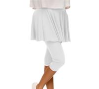 Leggings genéricos 3D con falda de compresión antielilitis para mujer, cintura alta, sin costuras, ideales para el yoga y el fitness para adelgazar 3/4 polainas de mujer plisadas opacas, 01#blanco, L
