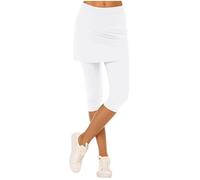 Leggings genéricos 3D con falda de compresión antielilitis para mujer, cintura alta, sin costuras, ideales para el yoga y el fitness para adelgazar 3/4 polainas de mujer plisadas opacas, 02#blanco, M