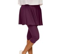 Leggings genéricos 3D con falda de compresión antielilitis para mujer, cintura alta, sin costuras, ideales para el yoga y el fitness para adelgazar 3/4 polainas de mujer plisadas opacas, 01#wine, S