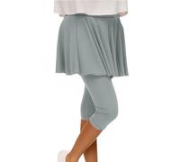 Leggings genéricos 3D con falda de compresión antielilitis para mujer, cintura alta, sin costuras, ideales para el yoga y el fitness para adelgazar 3/4 polainas de mujer plisadas opacas, 01#gris, XXL