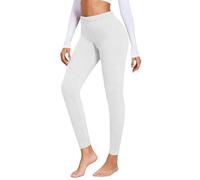 Leggings gruesos con control de abdomen, ropa interior térmica para mujer, casual, cintura elástica, cálidos, cómodos, cálidos, pantalones de pijama de invierno de color sólido, blanco, XL