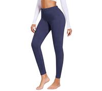 Leggings gruesos con control de abdomen, ropa interior térmica para mujer, casual, cintura elástica, cálidos, cómodos, cálidos, pantalones de pijama de invierno de color sólido, azul oscuro, L