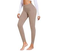 Leggings gruesos con control de abdomen, ropa interior térmica para mujer, casual, cintura elástica, cálidos, cómodos, cálidos, pantalones de pijama de invierno de color sólido, caqui, M