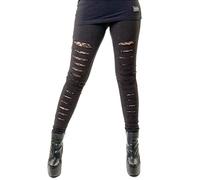 Leggings Largos Ajustados Elásticos Góticos de Vixxsin Punk Slasher Rotos Sexy - Negro (XL - ES 44)