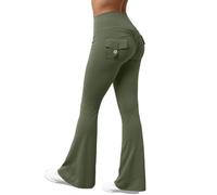 Leggings Mujer Casual, Mallas Deportivas Mujer Pilates,Pantalones Cargo De Yoga De Cintura Alta Corte Acampanado Para Entrenamiento Transpirables EláSticos Para Deportes Fitness Correr Y Trotar