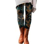 Leggings navideños para mujer, cintura alta, pantalones térmicos, para otoño e invierno, con reno navideño, pantalones de ocio, elásticos, cálidos, para yoga, deporte, fitness, correr, etc, Verde