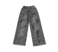 Leggings para bebé y niña, color rojo, con estampado retro, para calle, hip hop, gótico, pierna recta, holgada, pantalones bombachos para niños, gris, 12-13 años