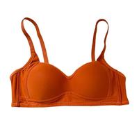 Leggings para embarazo, ropa interior fina, transpirable, extraíble, doble shoulder Straps After Three of Buckle Gathered Without Ring Bust Type Bra Set Plato de cristal cumpleaños, naranja, 38AB