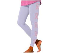 Leggings para mujer con estampado de lazo rosa para el cáncer de mama, leggings deportivos ajustados para el cáncer de mama, para el tiempo libre, cintura elástica, pantalones de yoga ajustados, P