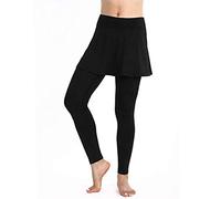 Leggings para mujer con falda, falda de tenis con pantalones, pantalones de deporte, elásticos, con faldas para jugar al golf, entrenamiento, falda, Negro , S