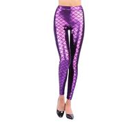 Leggings para Mujer, Leggings Elásticos con Estampado de Escamas de Sirena, Pantalones Metálicos de Discoteca Brillantes, Pantalones Elásticos de Danza Yoga, Ajustados para Ropa de Baile