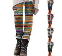 Leggings para mujer, multicolor, estampados, cálidos, térmicos, forrados para invierno, longitud de pierna más larga, leggins de la isla justa, medias noruegas, mallas ajustadas, leggings de punto