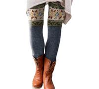 Leggings para mujer, multicolor, estampados, de algodón, de cintura alta, térmicos, ajustados, patrones de punto nórdicos, leggins elegantes, leggings de punto justo, pantalones elásticos, gris, M