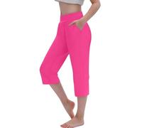 Leggings para niña con ribete de encaje, elásticos, cintura alta, yoga, cortos, lindos, ligeros, medias de baile, 2 - 13 años, Jeggings 140, Rosa intenso., 8-9 años