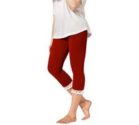 Leggings para Niñas con Encaje Elástico Cintura Alta Yoga Corto Lindo Ligero Medias de Baile 2 - 13 Leggings Negros Niños, rojo, 5-6 años
