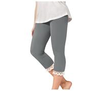 Leggings para niñas con ribete de encaje, elásticos, cintura alta, yoga, cortos, lindos, ligeros, medias de baile, 2 - 13, pantalones militares para niños y niñas, gris, 3-4 años