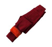 Leggings térmicos con forro polar para niñas, de algodón, cálidos, para la escuela, para invierno, gruesos, de cintura alta, elásticos, lisos, Vino, 18-24 meses