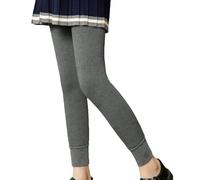 Leggings térmicos gruesos de terciopelo negro para niñas, para otoño e invierno, cálidos, pantalones de nueve puntos, algodón suave, para uso diario (gris, 12-15 años)