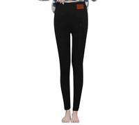 Leggings térmicos para mujer, forro polar, térmicos, para invierno, Negro