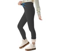 Leggings térmicos para niña, térmicos de invierno, con forro polar, cintura alta, ropa interior térmica, gruesa, cálida, pantalones largos para el día a día, Negro , 160