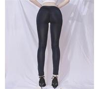 Leggings transparentes de tacto suave para mujer con elasticidad completa en la cintura, ideales para entrenamientos de yoga y combinaciones de atuendos casuales (negro)
