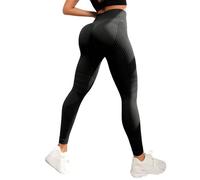 Leggings with Resistance Bands Built in High Waisted Butt Lifting Tummy Seamless Workout Anti Cellulite Leggings (Black,S)