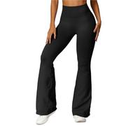 Leggings Yoga Realce Glúteos Mujeres Yoga Bell-Bottoms Apretado Scrunch Butt Lifting Danza Alta Cintura Medias Fitness Legging Pantalones Deportivos Transpirables(Black,L)