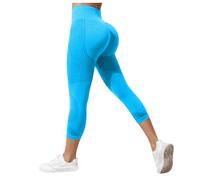 Leggins Anticeluliticos Mujer 3D Leggings Deportivos Verano Leggins 3/4 Mujer 3D Anticelulitis Push Up Mallas Anticelulitis Deporte Compresión Pantalones Capri Yoga Fitness (Sky Blue, S)