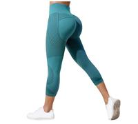 Leggins Anticeluliticos Mujer 3D Leggings Deportivos Verano Leggins 3/4 Mujer 3D Anticelulitis Push Up Mallas Anticelulitis Deporte Compresión Pantalones Capri Yoga Fitness (Green, S)
