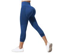 Leggins Anticeluliticos Mujer 3D Leggings Deportivos Verano Leggins 3/4 Mujer 3D Anticelulitis Push Up Mallas Anticelulitis Deporte Compresión Pantalones Capri Yoga Fitness (Navy, M)