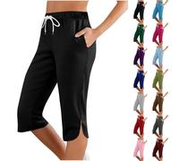 Leggins Deportivos Mujer Push Up Deporte Cortos Mallas 3/4 Cintura Alta Antirozaduras Elasticos Leggings Capri Talla Grande Anticeluliticos Transpirable Leggins Bolsillo Correr Training Gimnasio 2025