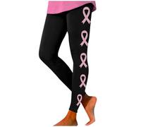 Leggins Mujer - Leggins Deporte Mujer Leggings taille haute pour femmes pantalons de yoga extensibles et confortables au quotidien imprimés pour le mois de sensibilisation au cancer du sein (Black L)