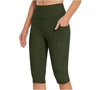 Leggins Mujer Push Up Deporte Push Up Cortos Leggins Capri Cintura Alta Antirozaduras Transpirable Mallas 3/4 Talla Grande Control De Barriga Bolsillo Leggings Elasticos Fitness Correr Gimnasio 2025