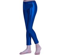 Leggins Niña Brillantes para Niña 4-12 Años, Cintura Elástica y Largo hasta el Tobillo, Mallas para Danza Disco Jazz Baile y Fiesta (6 años, Azul)