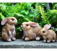 LEGIFO Juego de 3 Decoraciones de Conejo para Patio, Decoraciones de Conejo para el hogar, jardín, estatuas al Aire Libre, Mesa de Conejo de Pascua, Divertidas estatuas de Animales de jardín, Figuras