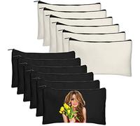 Legigo Bolsa en blanco para manualidades, bolsa de lona para lápices, bolsa de lona para lápices, bolsa de cosméticos, bolsa de cosméticos, bolsa de viaje, bolsa de viaje, bolsas con cremallera, 8,3 x
