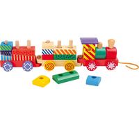 Small Foot Design – Tren de madera – 13 bloques coloridos, locomotora y 2 vagones – +3 años