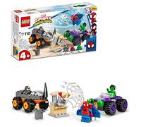 LEGO 10782 Marvel Spidey y Su Superequipo Camiones de Combate de Hulk y Rino, Juguete para Niños y Niñas de 4+ Años