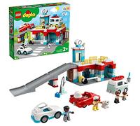 LEGO 10948 Duplo Town Aparcamiento y Autolavado, Parking para Coches de Juguete para Niños +2 Años con Mini Figuras