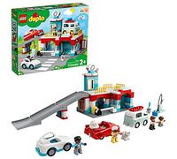LEGO 10948 Duplo Town Aparcamiento y Autolavado, Parking para Coches de Juguete para Niños +2 Años con Mini Figuras