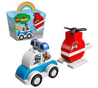 LEGO 10957 Duplo Helicóptero de Bomberos y Coche de Policía con Perrito, Vehículos de Juguete para Niños Bebés de 1.5-2 Años o Más