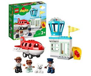 LEGO 10961 Duplo Town Avión y Aeropuerto, Juguete de Construcción para Niños y Bebés +2 Años y Más con Mini Figuras