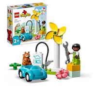 LEGO 10985 Duplo Town Aerogenerador y Coche Eléctrico de Juguete para Niños y Niñas de 2 Años o Más, Set Educativo con Figuras, Mejora Motricidad Fina