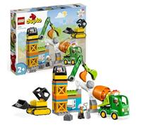 LEGO 10990 Duplo Obra, Set de Construcción con Grúa, Juguetes Educativos para Niños y Niñas de 2 Años o Más, Excavadora y Hormigonera, Minifiguras, Ladrillos de Iniciación y Caja de Almacenamiento