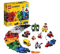 LEGO 11014 Classic Ladrillos y Ruedas, Juego de Construcción para Niños y Niñas de 4 Años o Más, Animales, Vehículos, Coche y Tren de Juguete